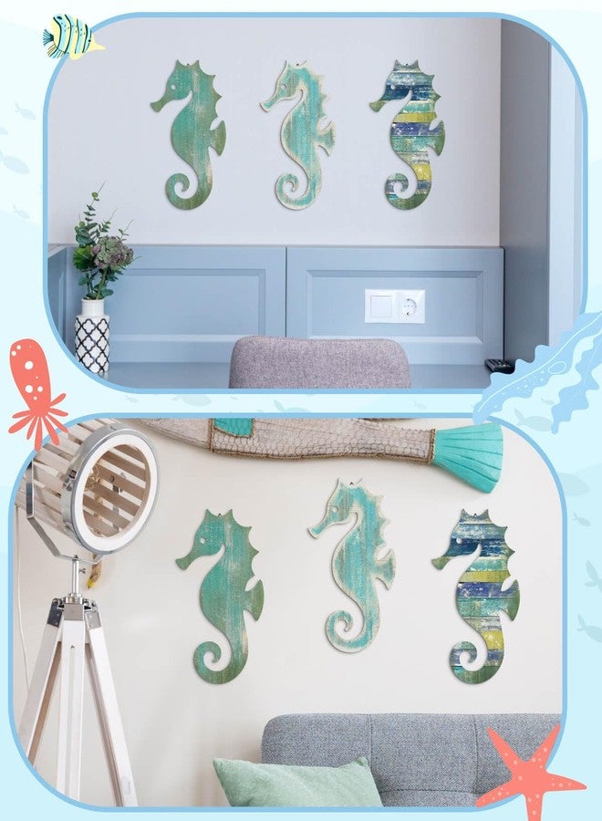 Putuo Decor Wood Seahorse Wall Decor Vintage Sea Life Wall Art Ocean Coastal Wall Art Sea Horse Decoration Coastal Room Decor Ocean Decor For Bedroom For Bedroom Living Room Home Decorations - Image 5